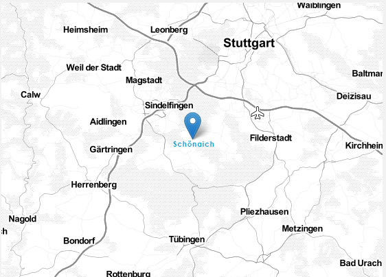 Lagekarte Schönaich bei Stuttgart, Böblingen und Sindelfingen
